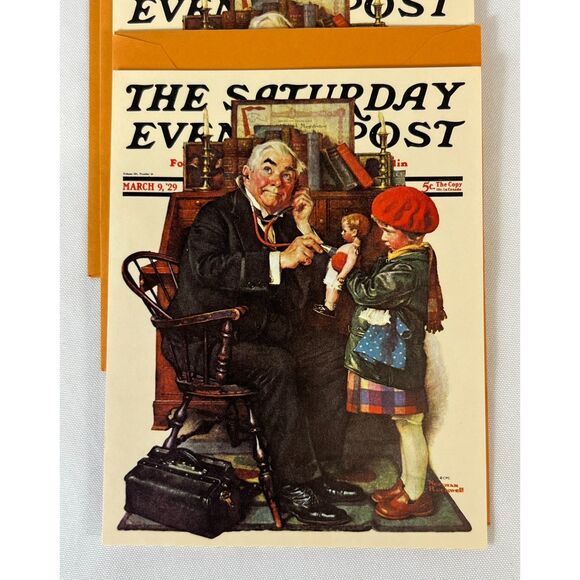 RARE NOS Norman Rockwell 1970s Notecards (8) Gee Whiz Leanin' Tree - Picture 8 of 10